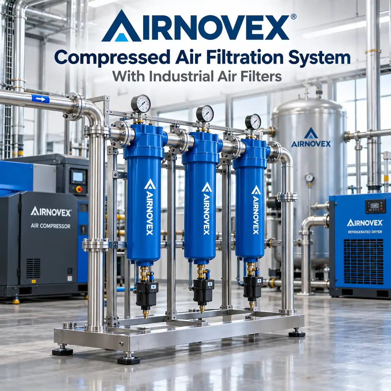 AIRNOVEX compressed air filtration system with industrial air filters