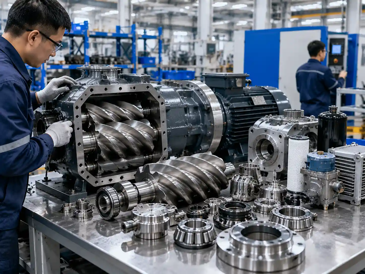 Rotary screw airend and compressor engineering components